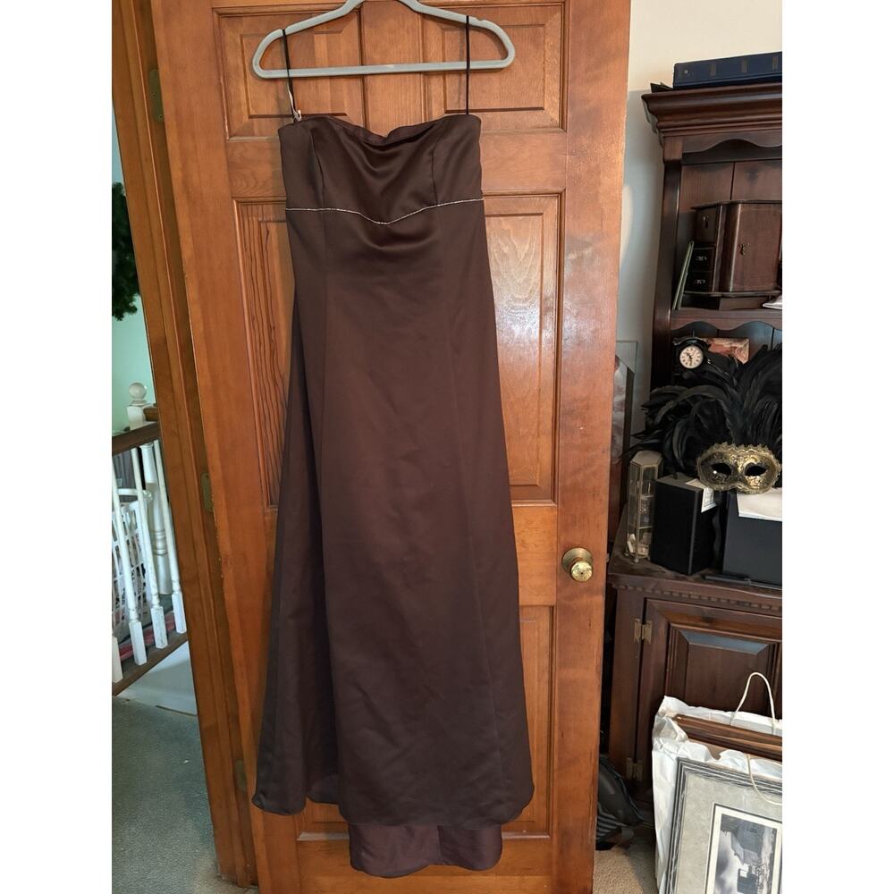 Vintage Vera Wang Maids Strapless Column Gown in Espresso Brown